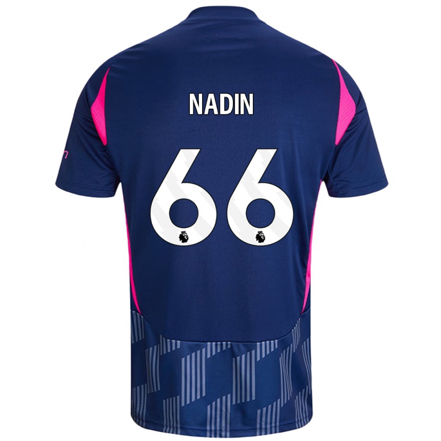 Kids Football Jack Nadin #66 Royal Blue Pink Away Jersey 2024/25 T-Shirt Nz