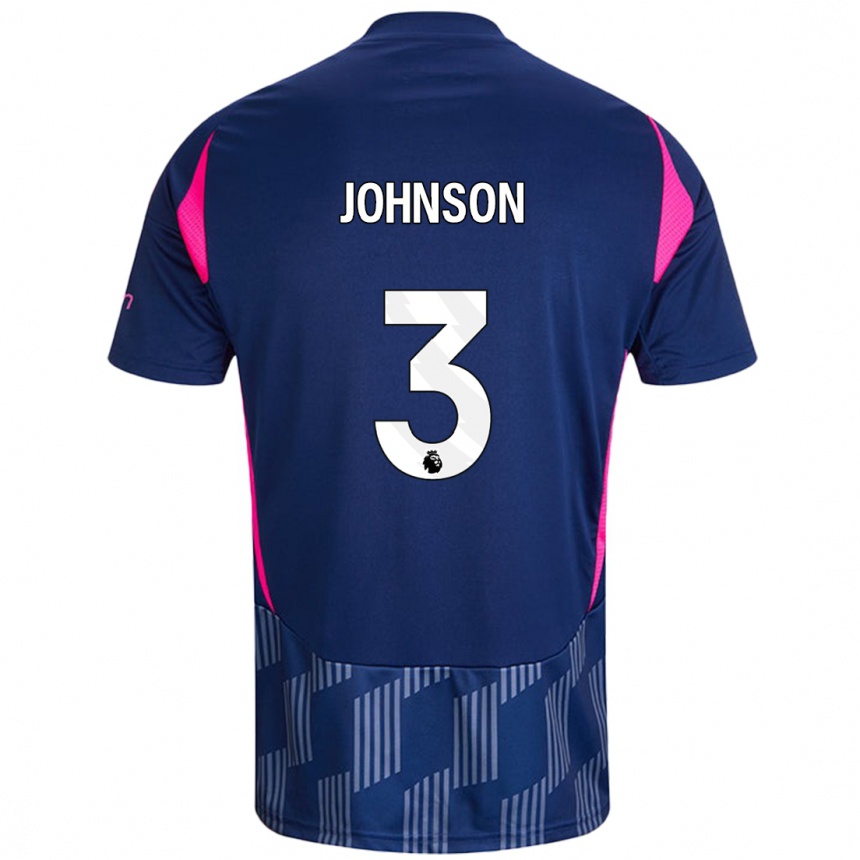 Kids Football Nat Johnson #3 Royal Blue Pink Away Jersey 2024/25 T-Shirt Nz