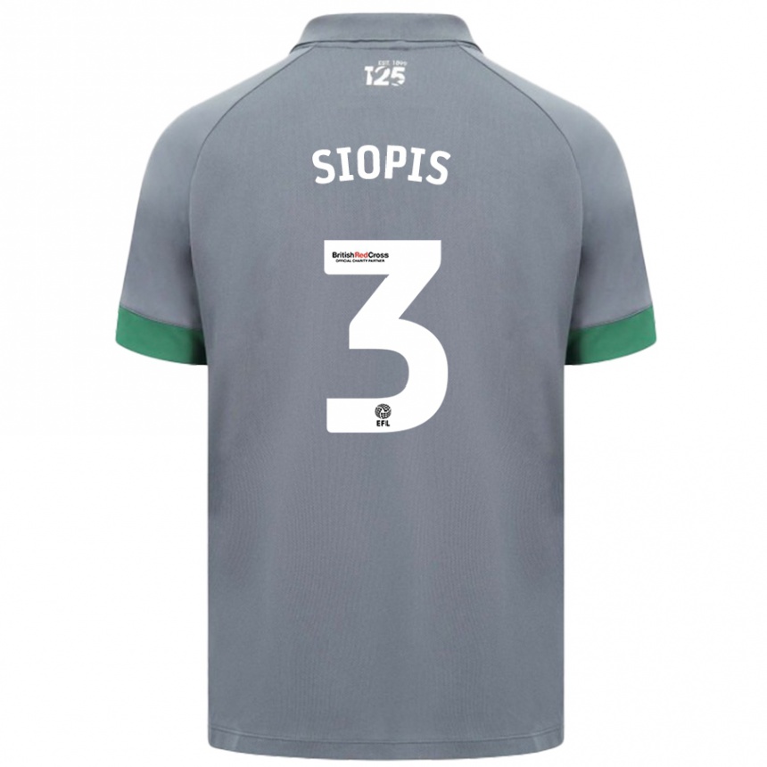 Kids Football Manolis Siopis #3 Dark Gray Away Jersey 2024/25 T-Shirt Nz