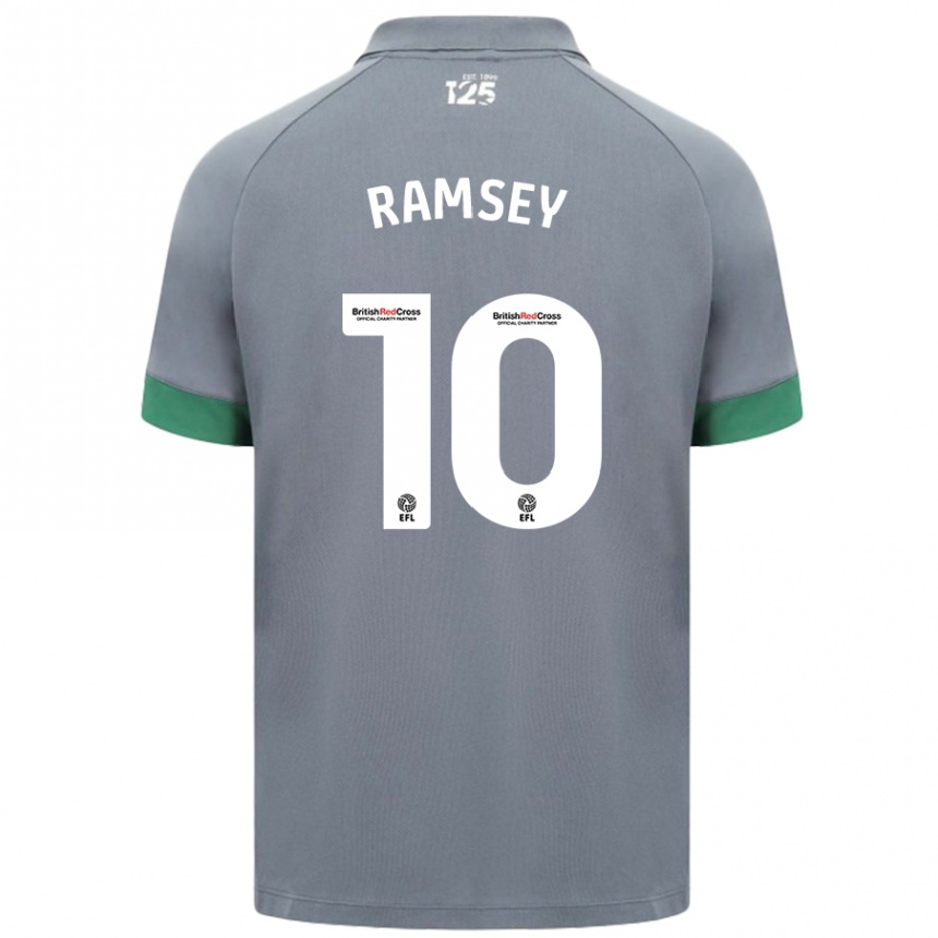 Kids Football Aaron Ramsey #10 Dark Gray Away Jersey 2024/25 T-Shirt Nz