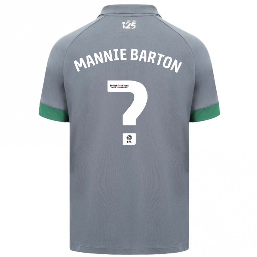 Kids Football Mannie Barton #0 Dark Gray Away Jersey 2024/25 T-Shirt Nz