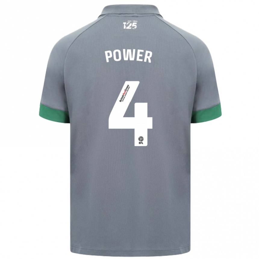 Kids Football Hannah Power #4 Dark Gray Away Jersey 2024/25 T-Shirt Nz