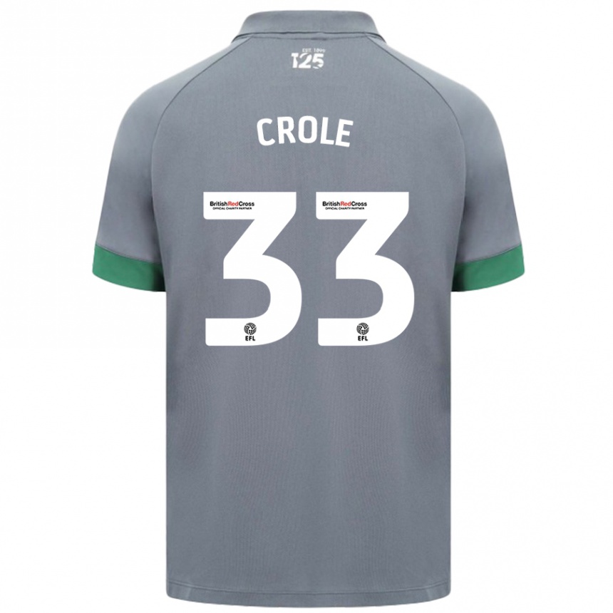 Kids Football James Crole #33 Dark Gray Away Jersey 2024/25 T-Shirt Nz