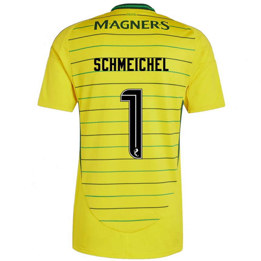 Kids Football Kasper Schmeichel #1 Yellow Away Jersey 2024/25 T-Shirt Nz