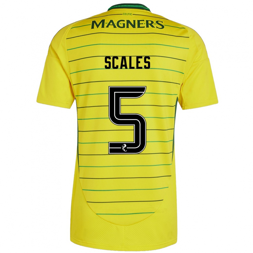 Kids Football Liam Scales #5 Yellow Away Jersey 2024/25 T-Shirt Nz