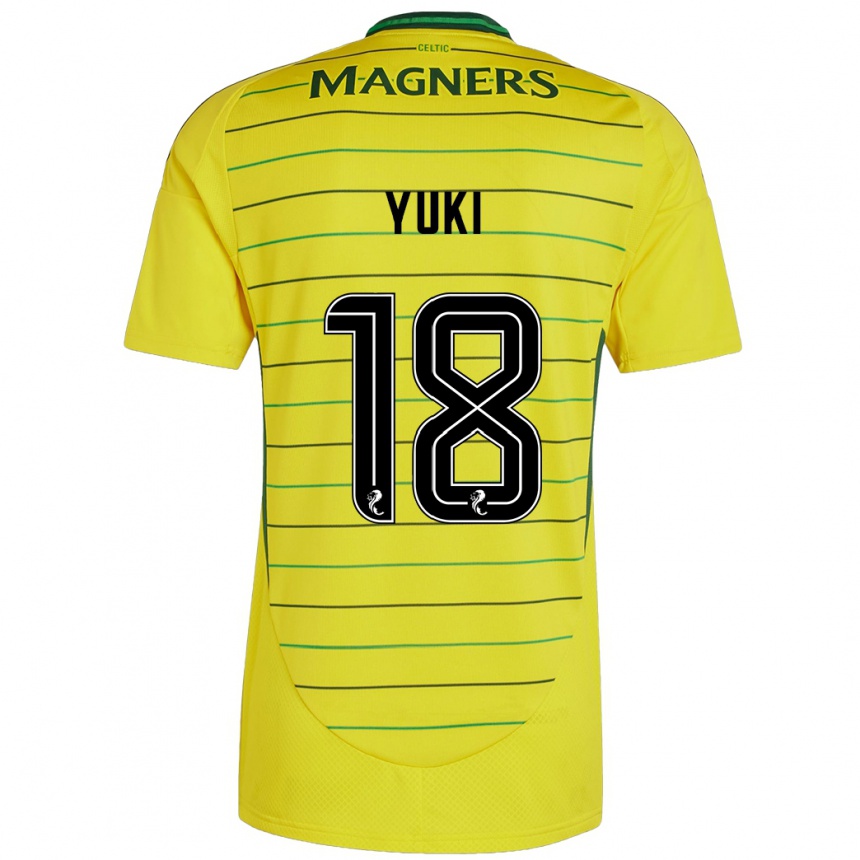 Kids Football Yuki Kobayashi #18 Yellow Away Jersey 2024/25 T-Shirt Nz