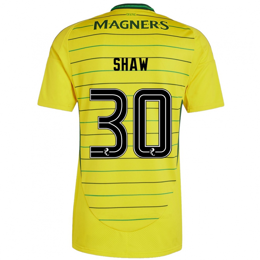 Kids Football Liam Shaw #30 Yellow Away Jersey 2024/25 T-Shirt Nz