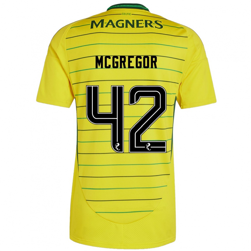 Kids Football Callum Mcgregor #42 Yellow Away Jersey 2024/25 T-Shirt Nz