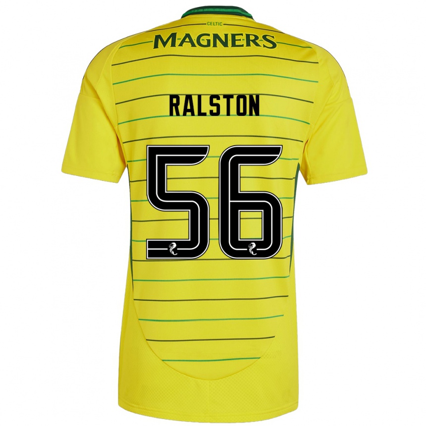 Kids Football Anthony Ralston #56 Yellow Away Jersey 2024/25 T-Shirt Nz