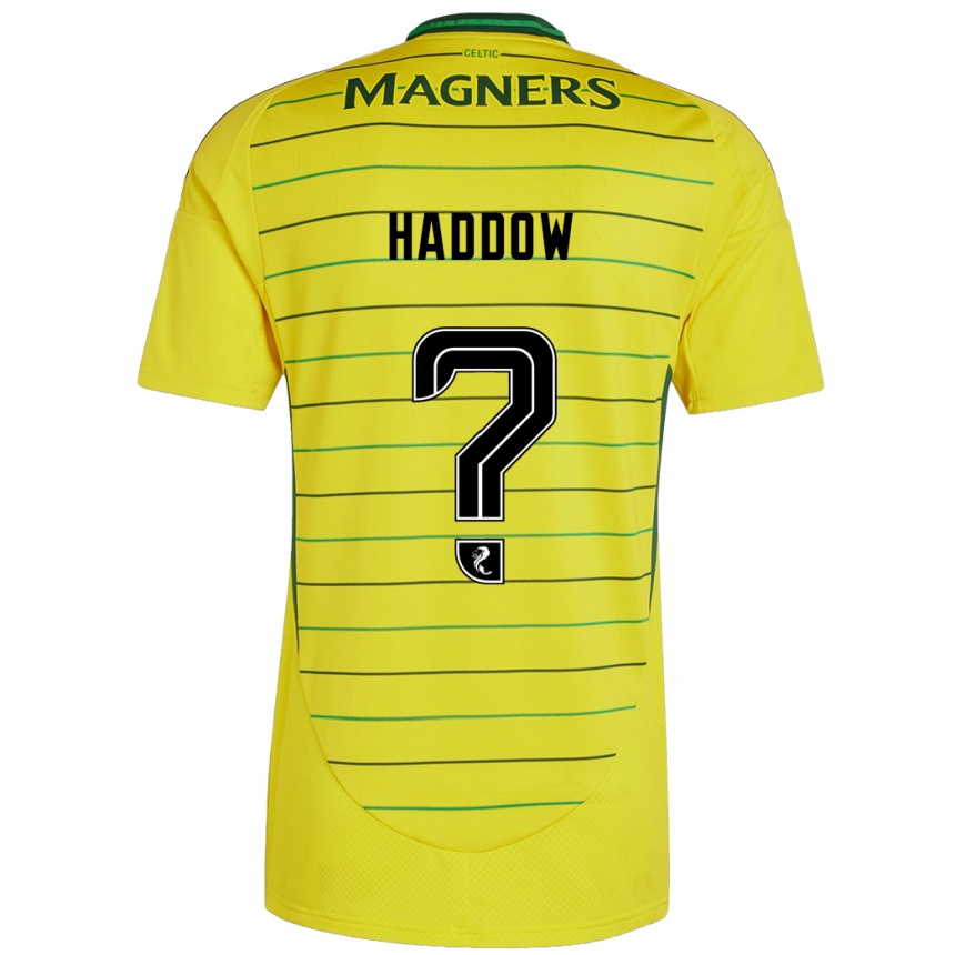 Kids Football Aiden Haddow #0 Yellow Away Jersey 2024/25 T-Shirt Nz