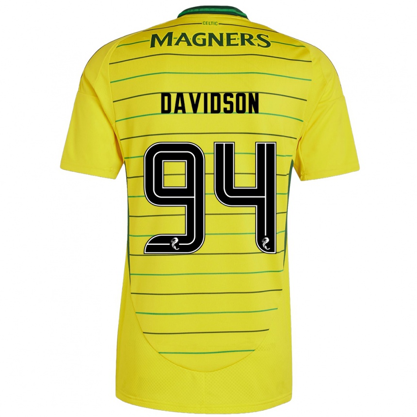 Kids Football Bruno Davidson #94 Yellow Away Jersey 2024/25 T-Shirt Nz