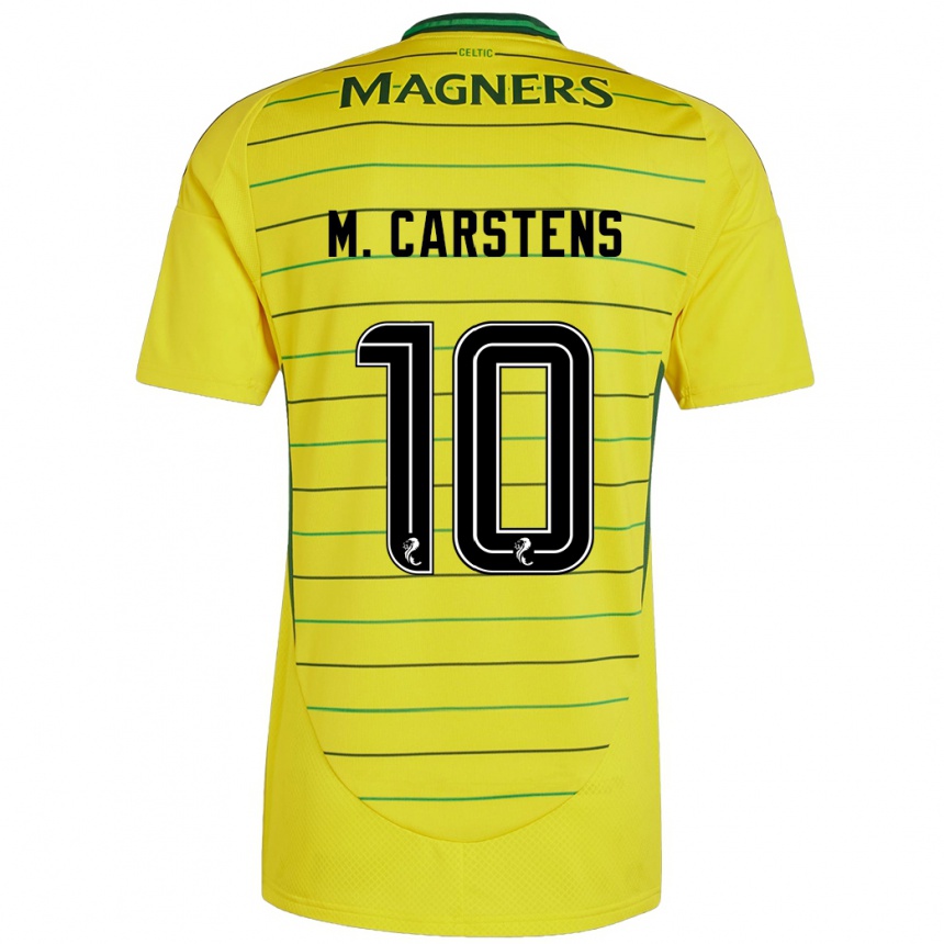 Kids Football Mathilde Carstens #10 Yellow Away Jersey 2024/25 T-Shirt Nz