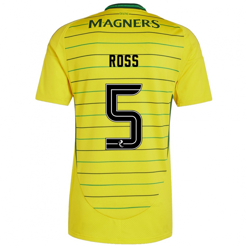 Kids Football Natalie Ross #5 Yellow Away Jersey 2024/25 T-Shirt Nz