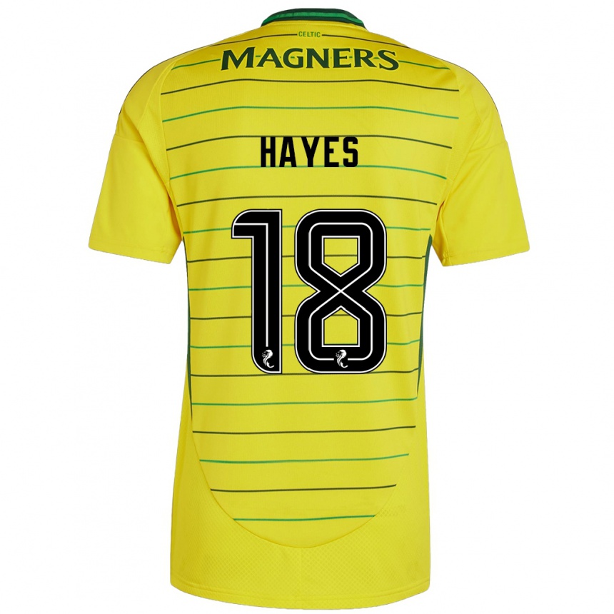 Kids Football Caitlin Hayes #18 Yellow Away Jersey 2024/25 T-Shirt Nz