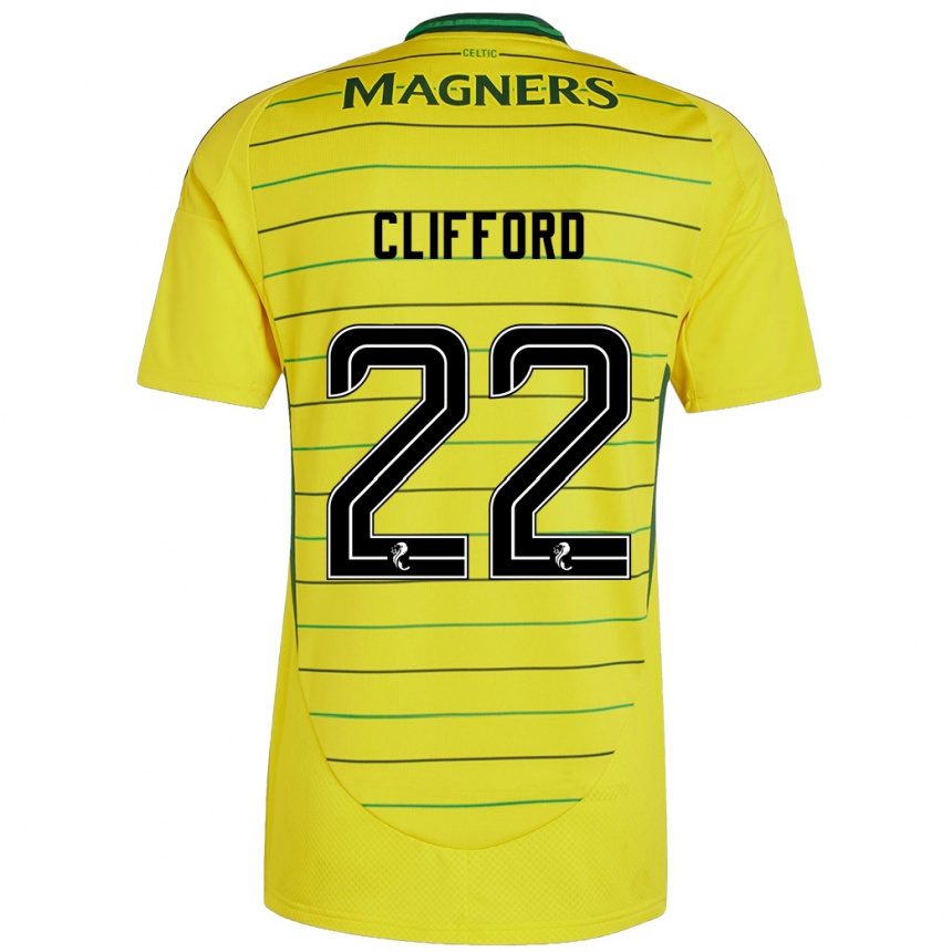 Kids Football Lucy Ashworth-Clifford #22 Yellow Away Jersey 2024/25 T-Shirt Nz