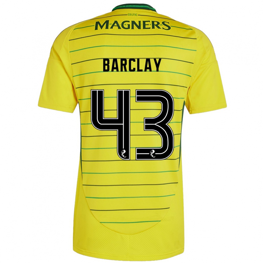 Kids Football Lucy Barclay #43 Yellow Away Jersey 2024/25 T-Shirt Nz