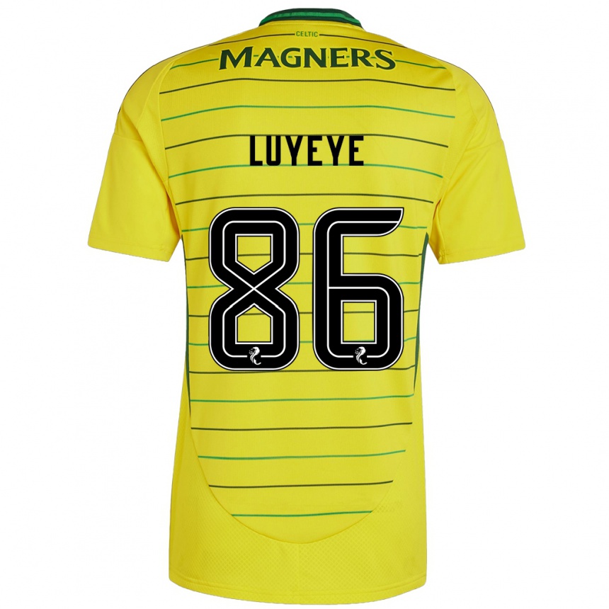 Kids Football Benny-Jackson Luyeye #86 Yellow Away Jersey 2024/25 T-Shirt Nz