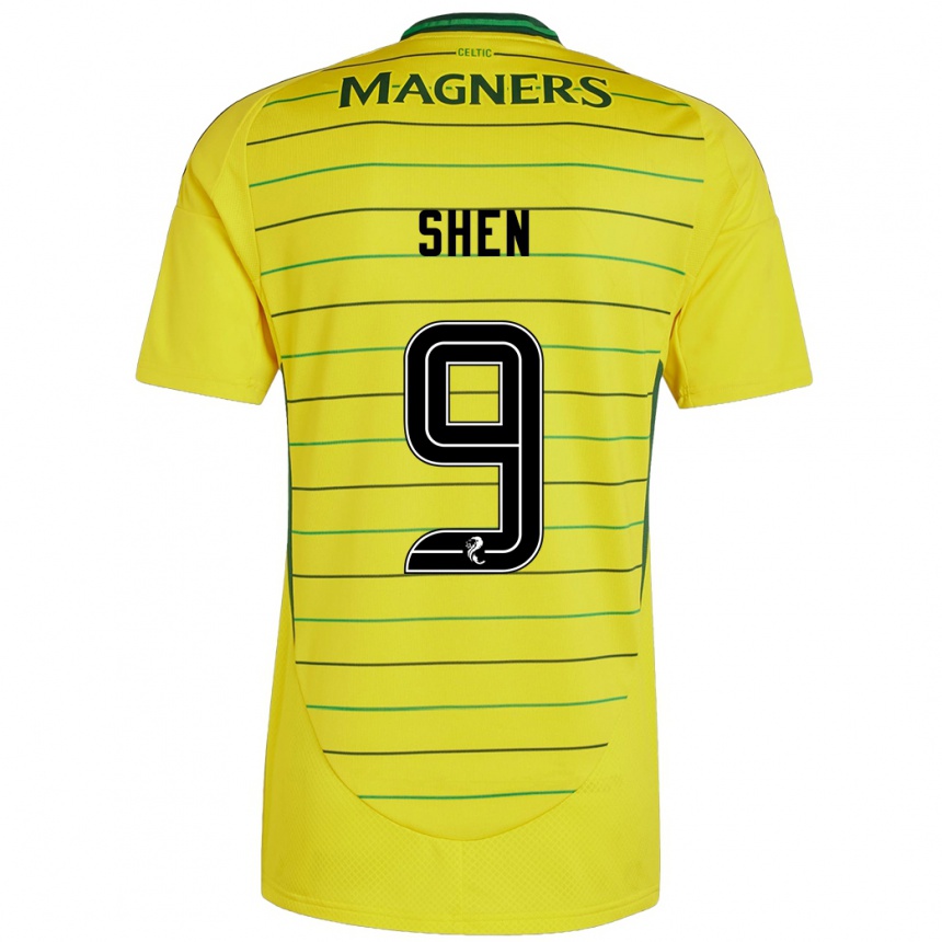 Kids Football Shen Mengyu #9 Yellow Away Jersey 2024/25 T-Shirt Nz