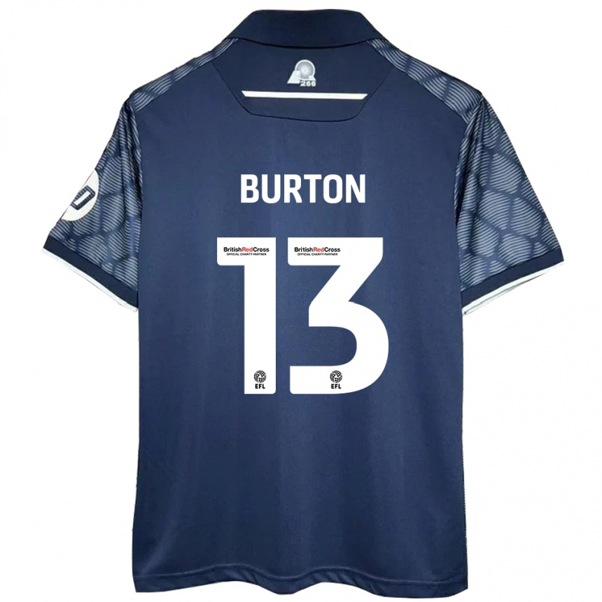 Kids Football Callum Burton #13 Black Away Jersey 2024/25 T-Shirt Nz