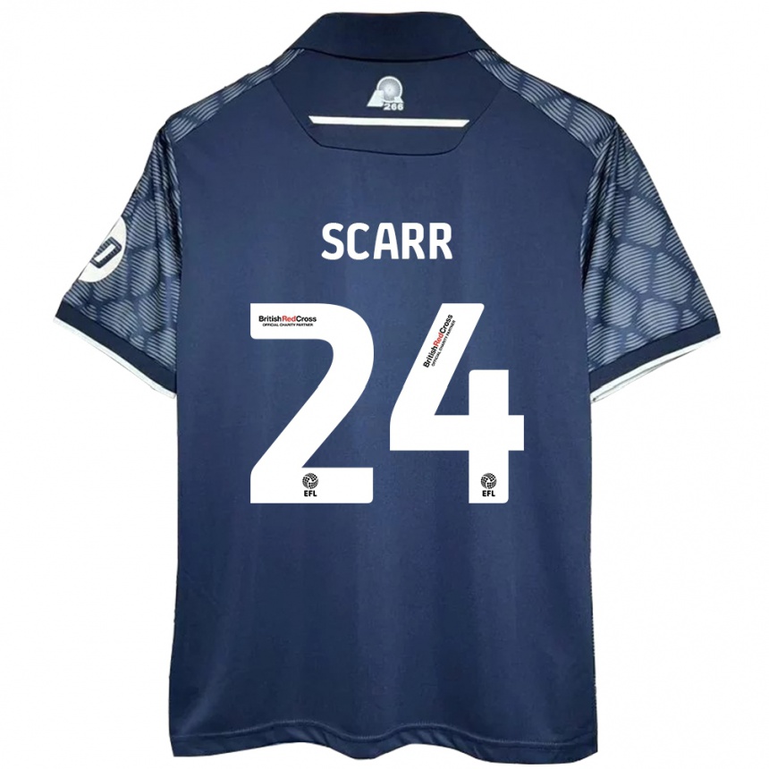 Kids Football Dan Scarr #24 Black Away Jersey 2024/25 T-Shirt Nz