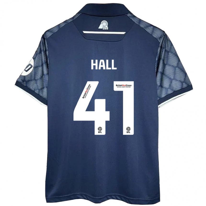 Kids Football Liam Hall #41 Black Away Jersey 2024/25 T-Shirt Nz