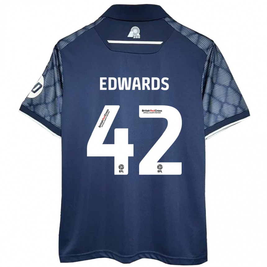 Kids Football Callum Edwards #42 Black Away Jersey 2024/25 T-Shirt Nz