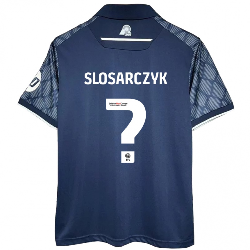 Kids Football Nikolas Slosarczyk #0 Black Away Jersey 2024/25 T-Shirt Nz