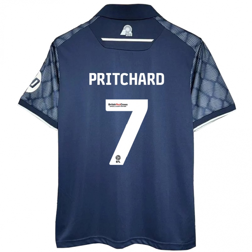 Kids Football Rebecca Pritchard #7 Black Away Jersey 2024/25 T-Shirt Nz