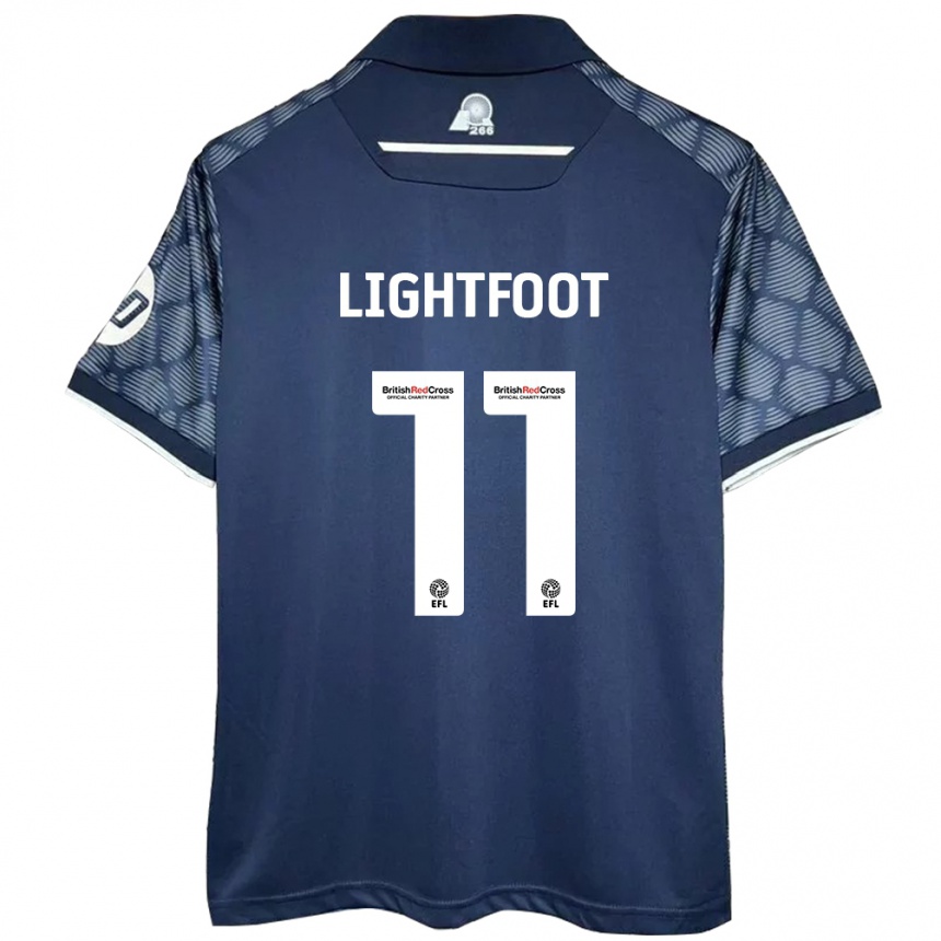 Kids Football Amber Lightfoot #11 Black Away Jersey 2024/25 T-Shirt Nz