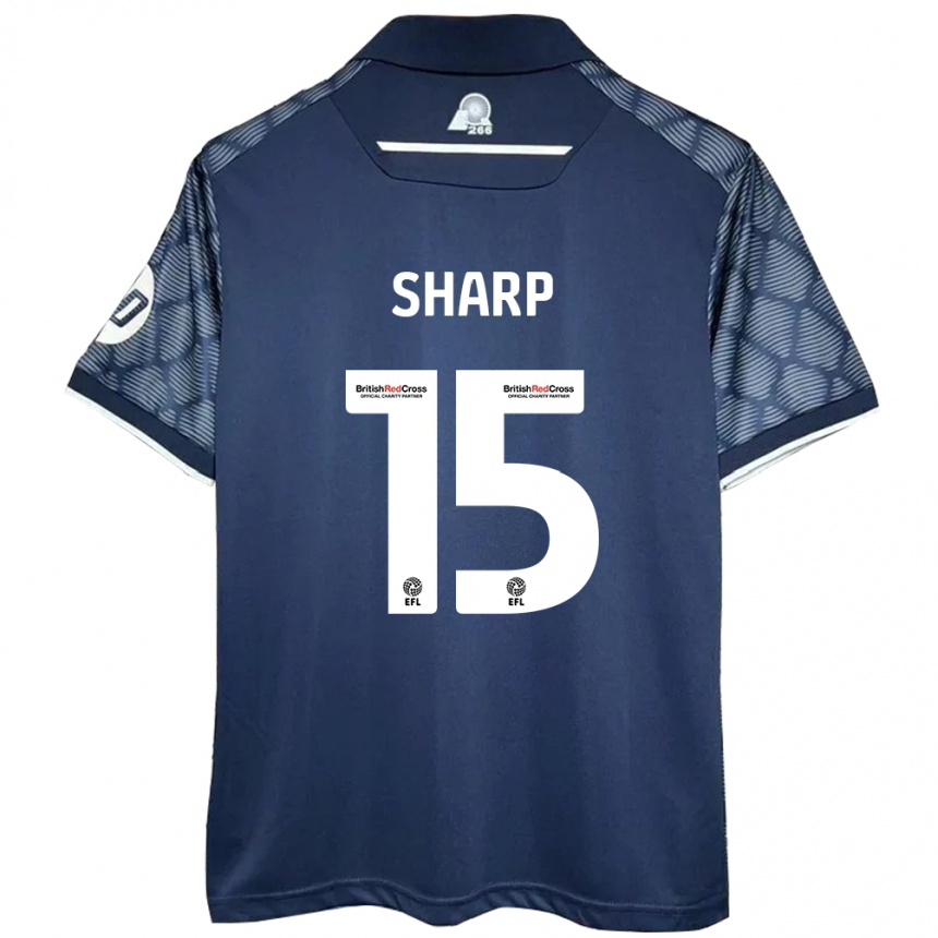 Kids Football Katie Sharp #15 Black Away Jersey 2024/25 T-Shirt Nz