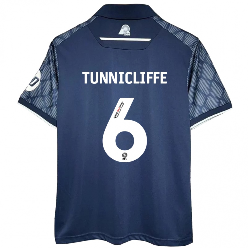 Kids Football Jordan Tunnicliffe #6 Black Away Jersey 2024/25 T-Shirt Nz