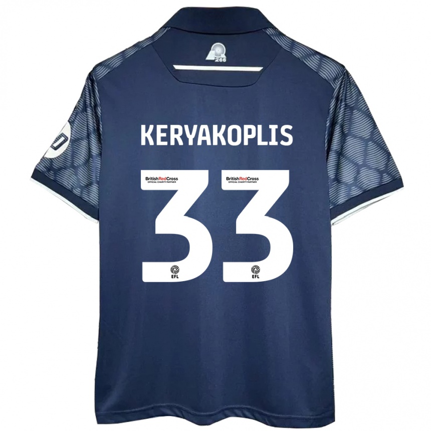 Kids Football Hannah Keryakoplis #33 Black Away Jersey 2024/25 T-Shirt Nz