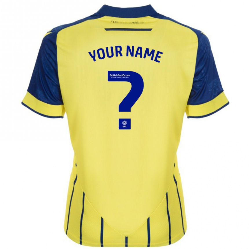 Kids Football Your Name #0 Yellow Blue Away Jersey 2024/25 T-Shirt Nz