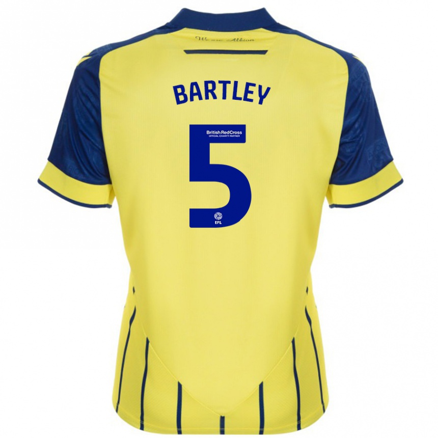 Kids Football Kyle Bartley #5 Yellow Blue Away Jersey 2024/25 T-Shirt Nz