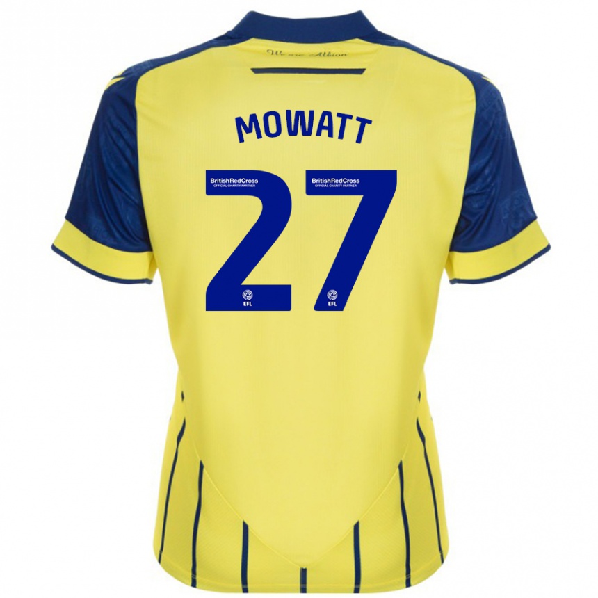 Kids Football Alex Mowatt #27 Yellow Blue Away Jersey 2024/25 T-Shirt Nz