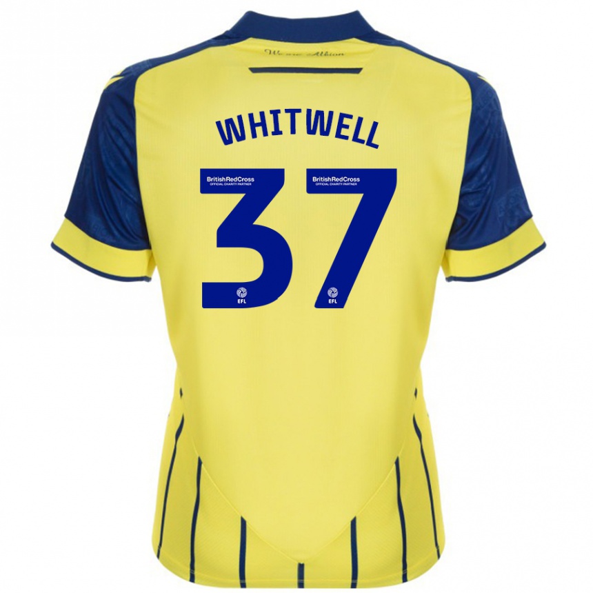 Kids Football Harry Whitwell #37 Yellow Blue Away Jersey 2024/25 T-Shirt Nz