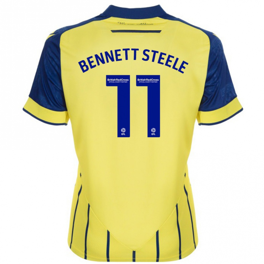 Kids Football Lizzie Bennett-Steele #11 Yellow Blue Away Jersey 2024/25 T-Shirt Nz