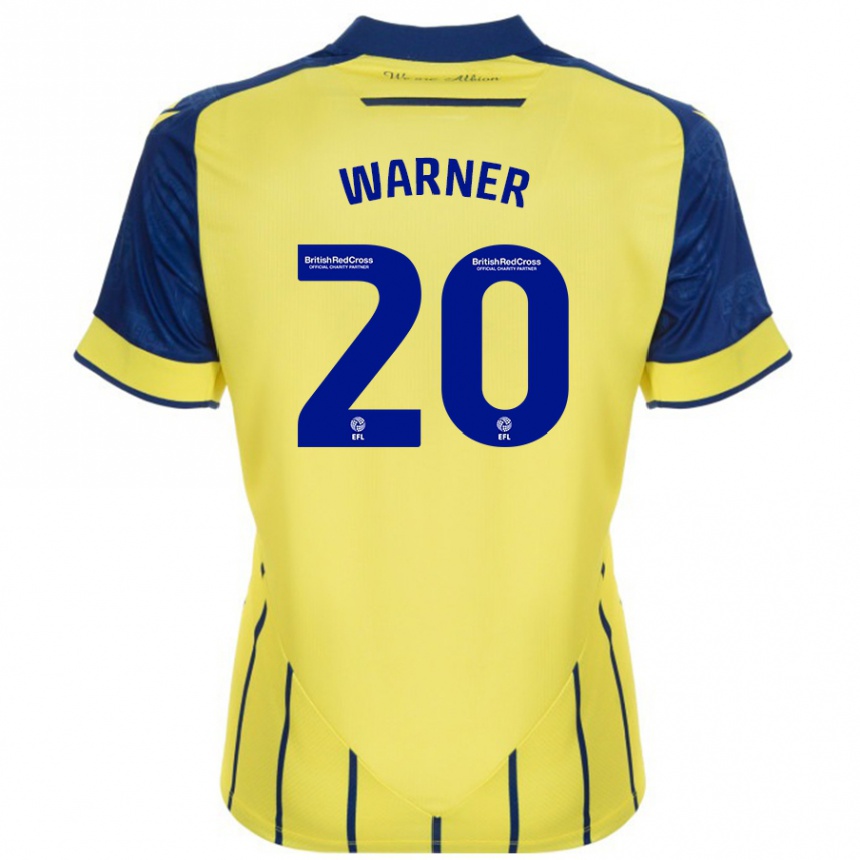 Kids Football Phoebe Warner #20 Yellow Blue Away Jersey 2024/25 T-Shirt Nz