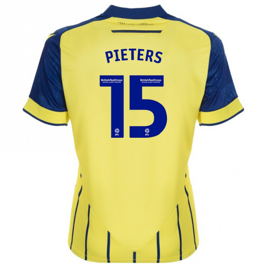 Kids Football Erik Pieters #15 Yellow Blue Away Jersey 2024/25 T-Shirt Nz