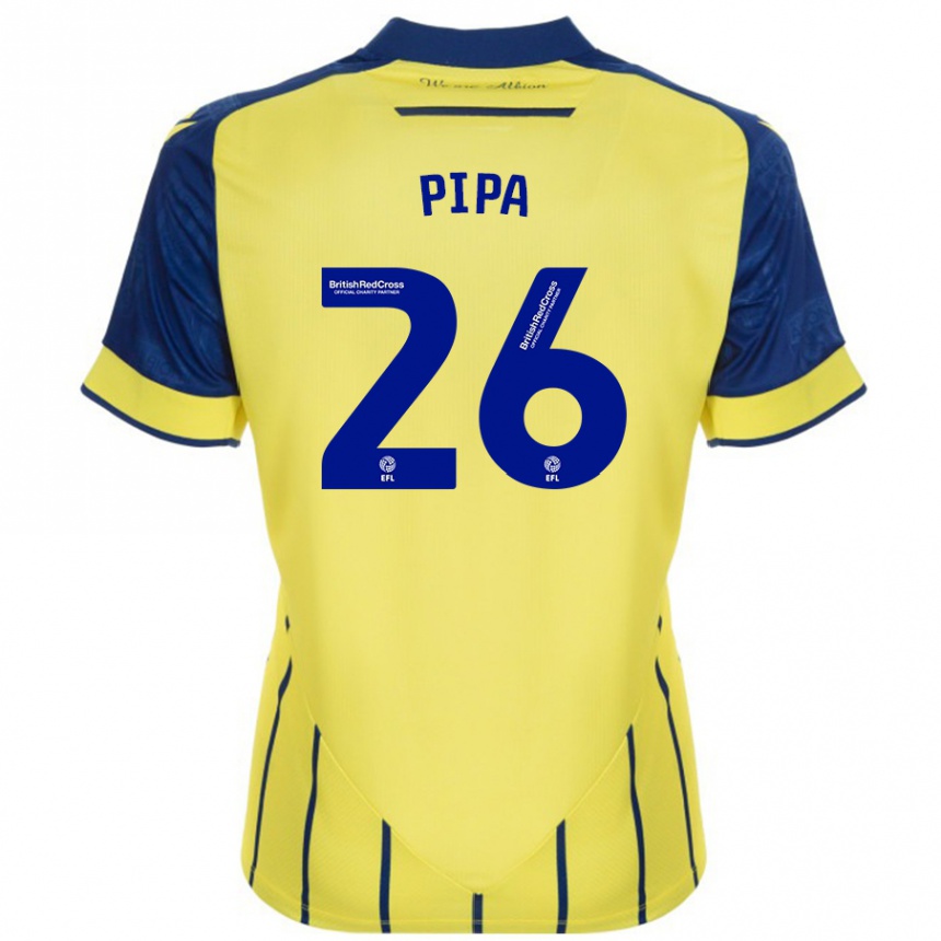 Kids Football Pipa #26 Yellow Blue Away Jersey 2024/25 T-Shirt Nz