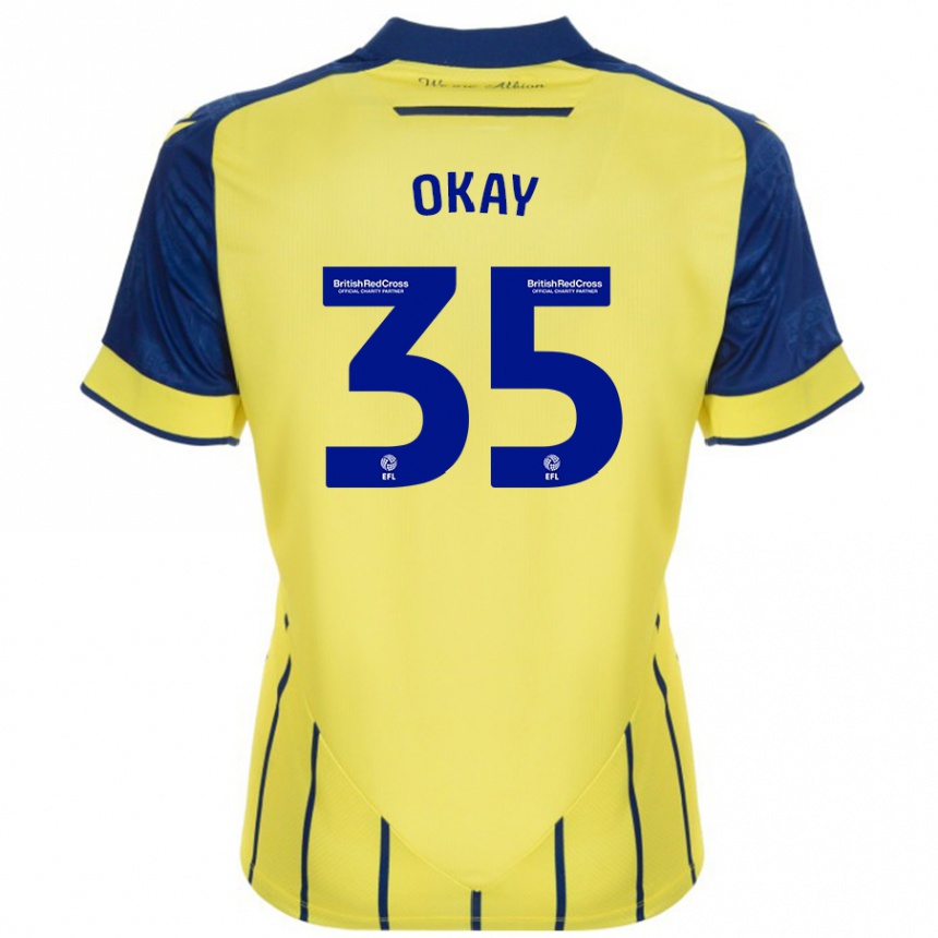 Kids Football Okay Yokuşlu #35 Yellow Blue Away Jersey 2024/25 T-Shirt Nz