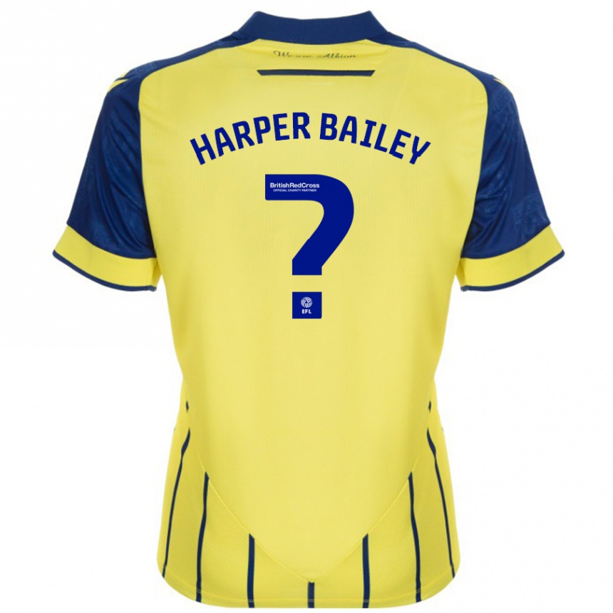 Kids Football Aaron Harper-Bailey #0 Yellow Blue Away Jersey 2024/25 T-Shirt Nz