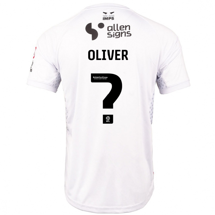 Kids Football Denny Oliver #0 Red White Away Jersey 2024/25 T-Shirt Nz