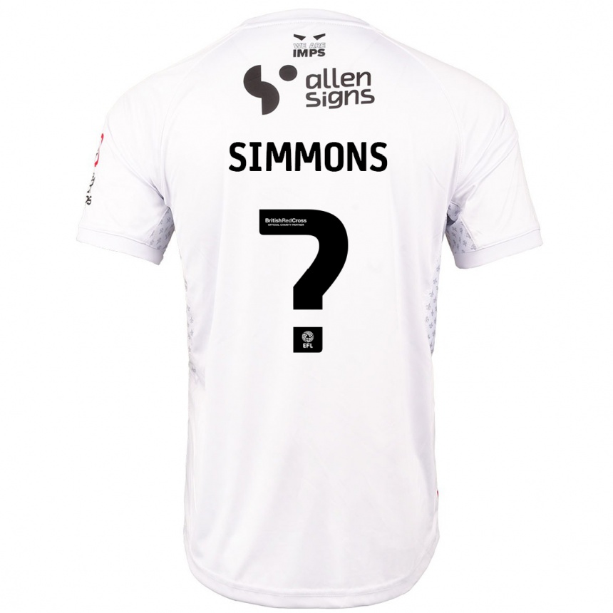 Kids Football Noah Simmons #0 Red White Away Jersey 2024/25 T-Shirt Nz