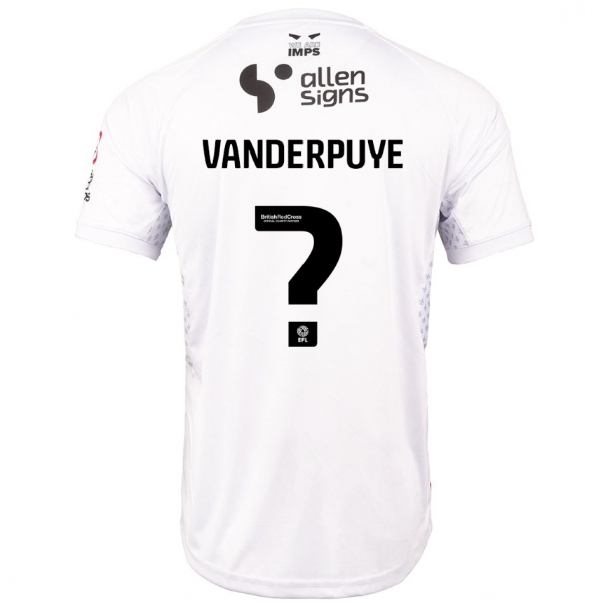 Kids Football Daniel Vanderpuye #0 Red White Away Jersey 2024/25 T-Shirt Nz