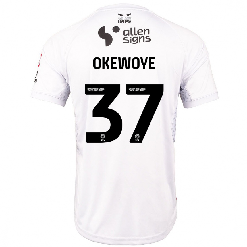 Kids Football Gbolahan Okewoye #37 Red White Away Jersey 2024/25 T-Shirt Nz