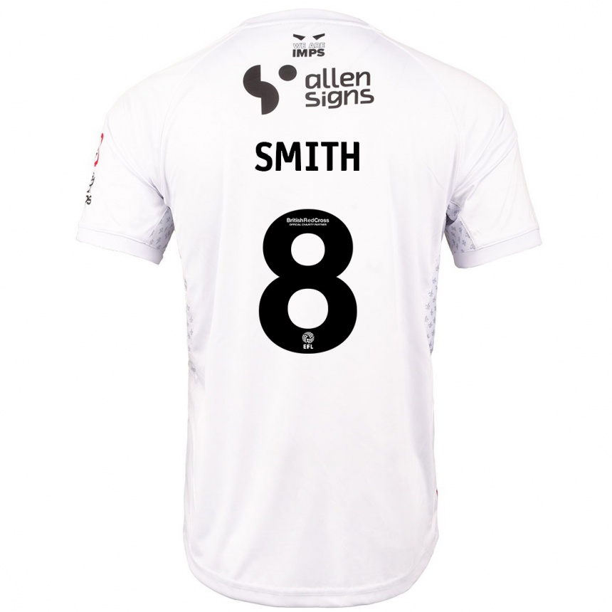 Kids Football Alistair Smith #8 Red White Away Jersey 2024/25 T-Shirt Nz