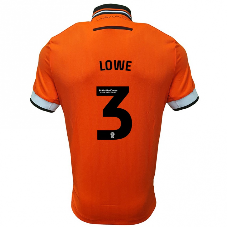 Kids Football Max Lowe #3 Orange White Away Jersey 2024/25 T-Shirt Nz