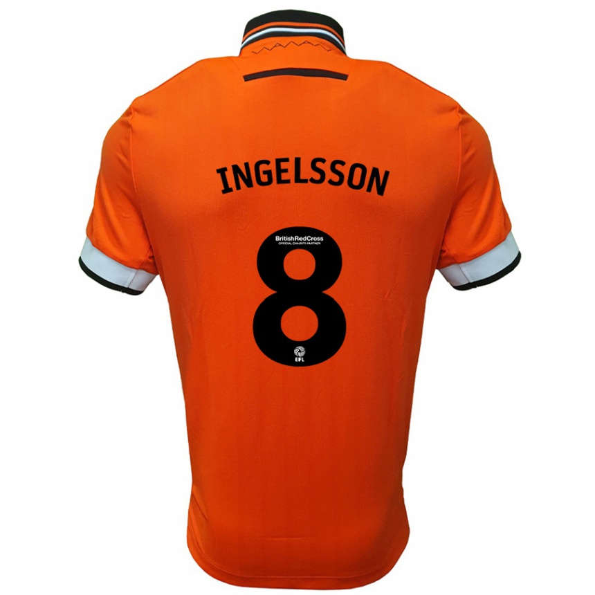 Kids Football Svante Ingelsson #8 Orange White Away Jersey 2024/25 T-Shirt Nz