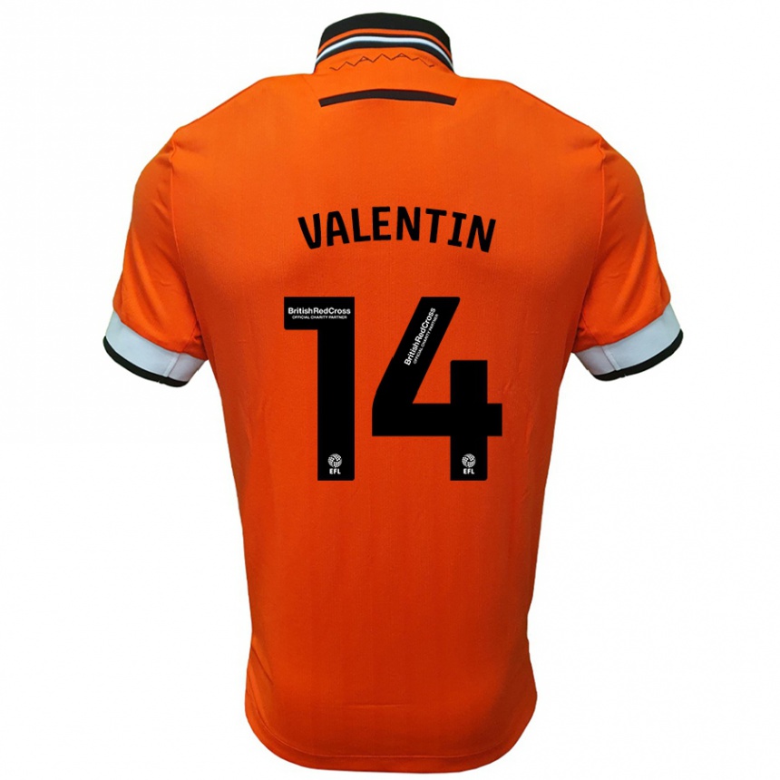 Kids Football Pol Valentín #14 Orange White Away Jersey 2024/25 T-Shirt Nz